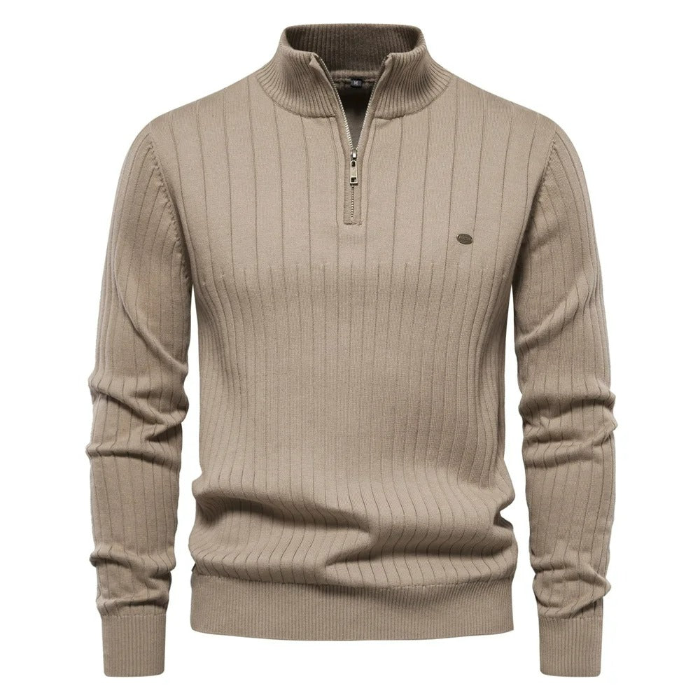 Maglione con mezza zip unicolore da uomo