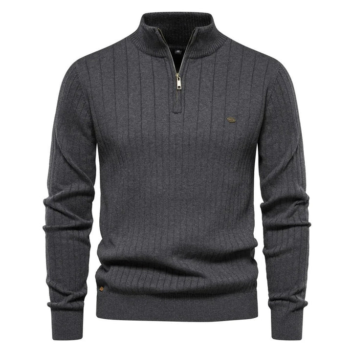 Maglione con mezza zip unicolore da uomo