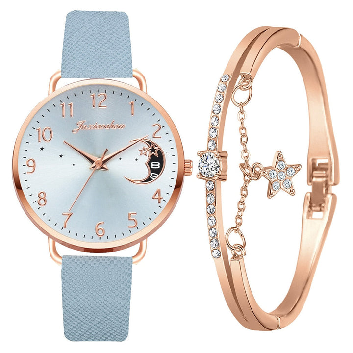 Orologio con Quadrante Moon Numbers e Set di Braccialetti