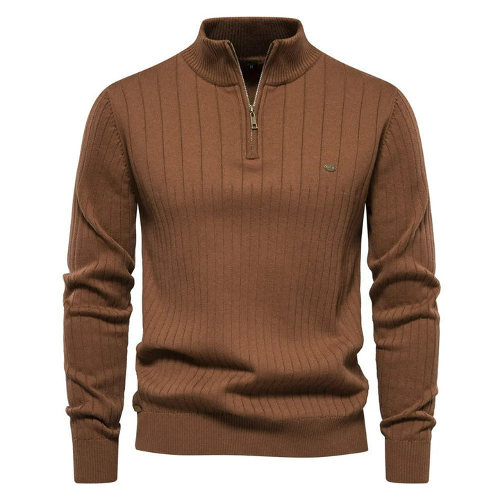 Maglione con mezza zip unicolore da uomo