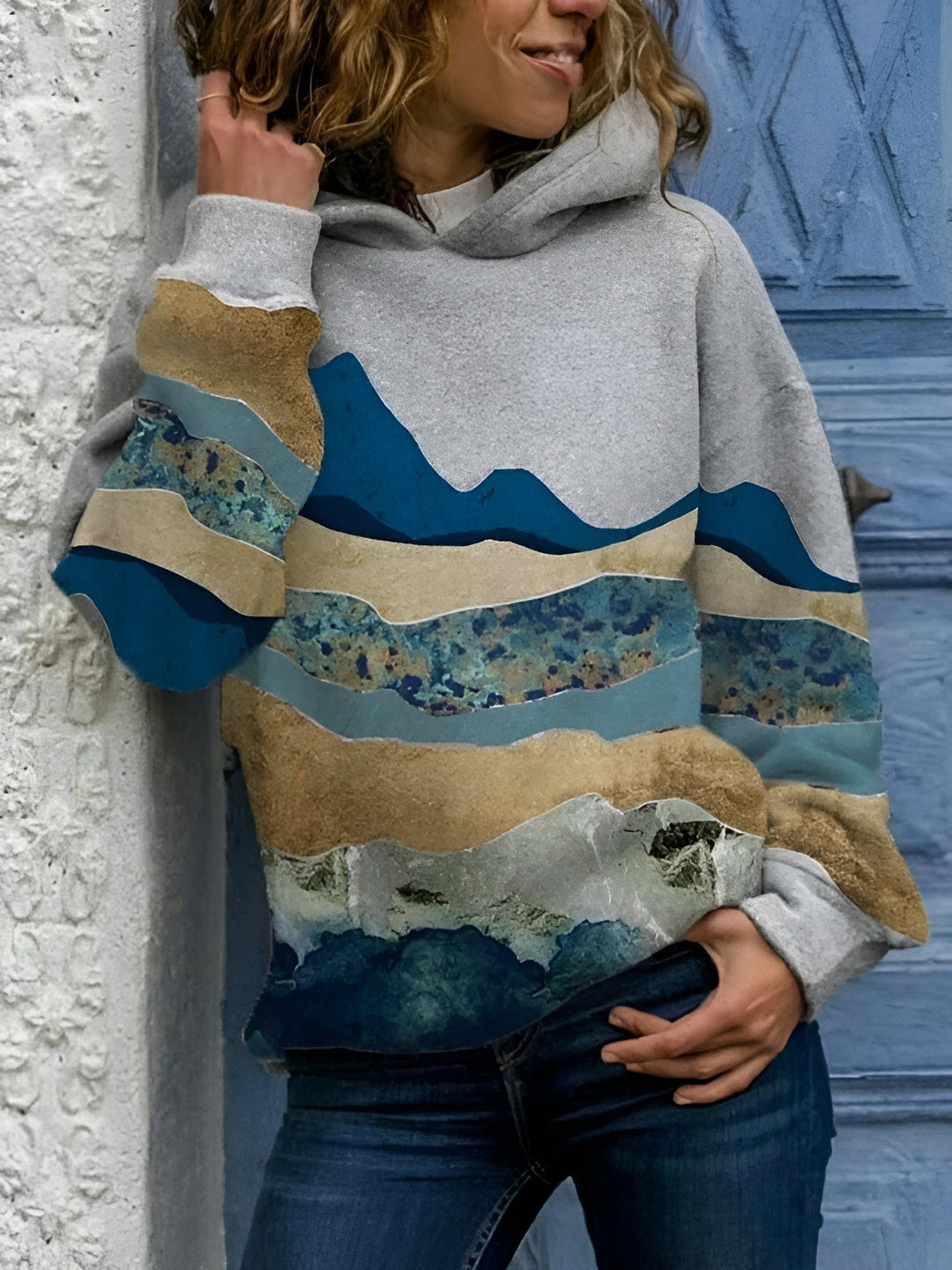 Alba | Maglione con dipinti di montagna